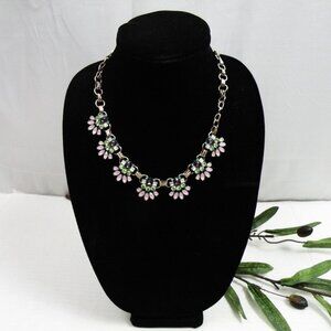 Banana Republic Silver Tone Crystal Statement Necklace